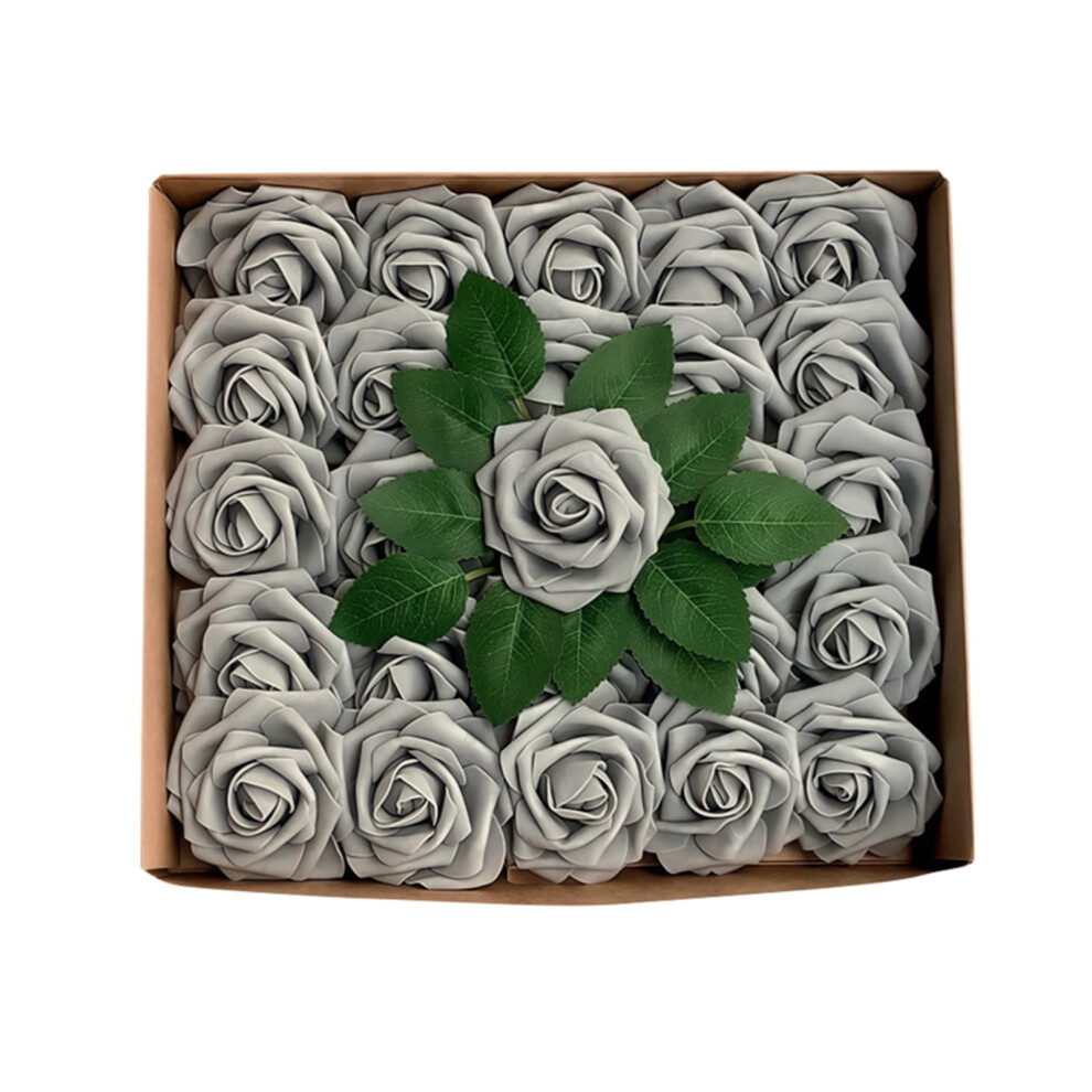 25 künstliche Schaumrosen in Champagnerrosa mit Stielen und Blättern – realistische Kunstrosen für Brautsträuße, Heimdekoration, on easyShop